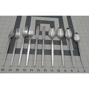 Japan Stainless Steel Unbranded Flatware Lot of 10 Forks Spoons Knives MCM